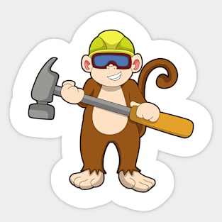 Monkey as Craftsman with Hammer Sticker